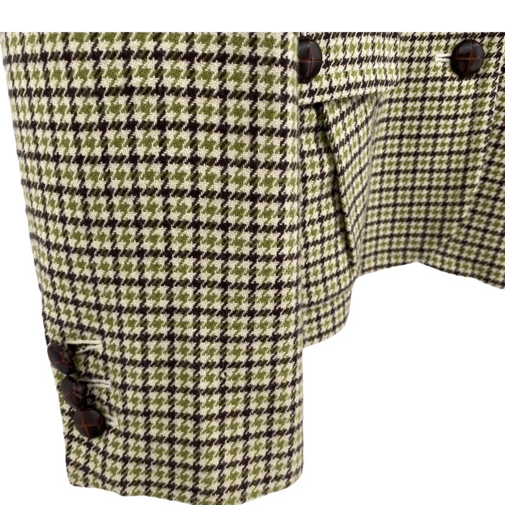 TALBOTS Houndstooth Brown Green wool viscose blazer jacket Excellent CLASSIC - Picture 5 of 10